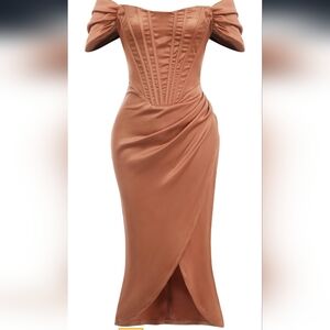 *New  Womens Off Shoulder Split Bustier Corset Satin Dress Strapless Backless.